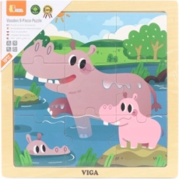 Houten puzzel nijlpaarden Viga, 9 stukjes