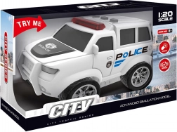 politieauto met terugtrekmotor met licht- en geluidseffecten, wit 22,5 cm