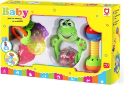 Set van 3 babyrammelaars en bijtringen