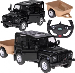 Rastar op afstand bestuurbare Land Rover Defender 1:14 met aanhanger – zwart