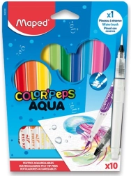 Fixy MAPED Color'Peps Aqua met penseeleffect, set van 10 kleuren + waterpenseel