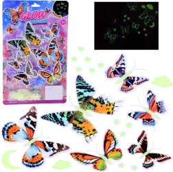 Fluorescerende stickers vlinders en lichtgevende sterren voor aan de muur