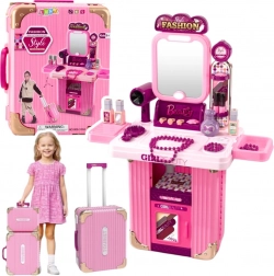Roze koffer-toiletset 2-in-1 met licht en geluiden – make-upset voor kinderen