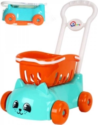 Kinderboodschappenkarretje met mandje en kattenmotief