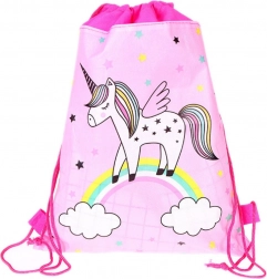 Schoolgymtas Eenhoorn op regenboog roze 35x27 cm