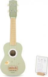 houten ukulele voor kinderen met standaard en noten happy birthday – groen