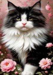 Diamond painting zwart-witte kat 30 × 40 cm