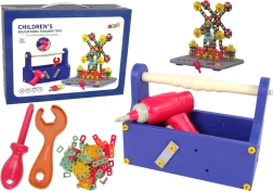 Constructiespeelset in koffertje met accu-schroevendraaier voor kleine klussers