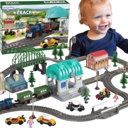 WOOPIE elektrische treinbaan XXL met station en stadje, 108 delen