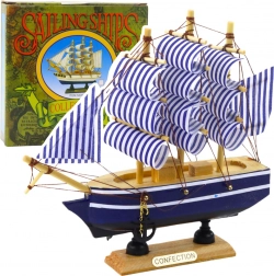 Decoratief model zeilboot wit-blauw 16x15 cm
