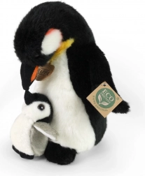 Pluche pinguïn met jong 22 cm eco‑friendly