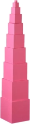 Montessori roze toren van houten kubussen (10 stuks)