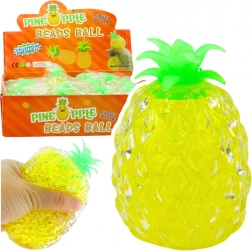 Antistress-knijpspeeltje ananas met gele hydrogelballetjes