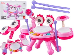 Educatieve mini-drums krab met pianootje en microfoon roze - 1 stuk