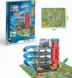 Meerverdiepse parkeergarage met lift, wegmat en accessoires