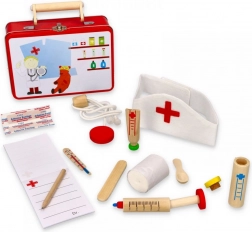 Metalen dokterskoffertje voor kinderen met houten instrumenten