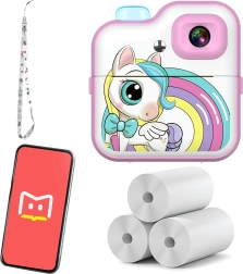 Kinderinstantcamera Renew Force met thermische printer, roze eenhoorn