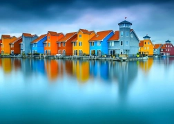 Puzzel ENJOY huisjes aan het water, Groningen, Nederland – 1000 stukjes