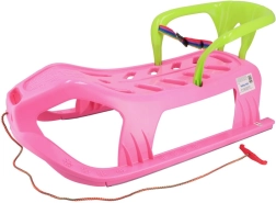 Kunststof slee met rugleuning Baby Mix Snow Star roze