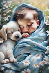 Diamantmozaïek - Kind en puppy