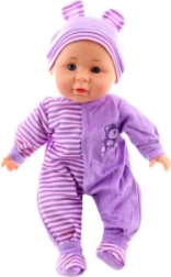 Geluidsbabypop in paarse outfit 30 cm