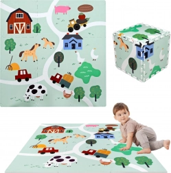 Speelmat van schuim 90 × 90 cm – stevige EVA-puzzel, 9 delen, boerderij HUMBI