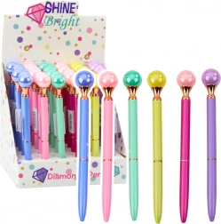 Elegante balpen met parel en blauwe inkt