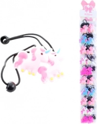 Haarelastiekjes met eenhoornmotief, 2 stuks (verpakt per 10 zakjes)