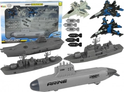 Marine militaire set met onderzeeër, oorlogsschepen en straaljagers