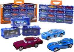 Set metalen autootjes in koffer, 16 stuks