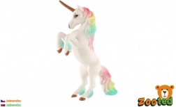Witte eenhoorn met regenboogmanen, plastic figuur 18 cm