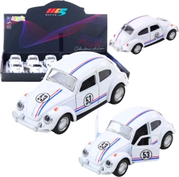 Metalen klassieke Kever 1:32 met pull-back aandrijving en opendeuren – wit