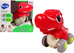 Rode dinosaurus op wieltjes T‑Rex – trek-/frictiespeelgoed voor de allerkleinsten