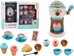 Zoete lekkernijen koffiehuis met ijsmaker, kopjes en muffins