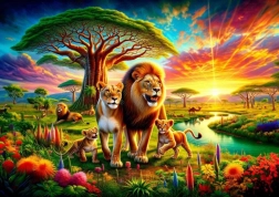 Puzzel met leeuwenfamilie, 200 stukjes