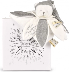 Cadeauset Knuffeldoekje Pluche Beertje met muts grijs