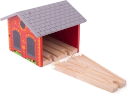 bakstenen depot voor twee treintjes BIGJIGS RAIL