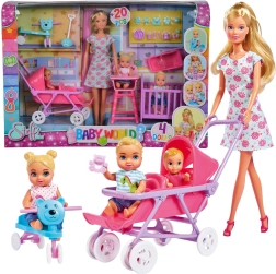 Steffi Love kinderkamertje – mama met baby’s, kinderwagen en accessoires