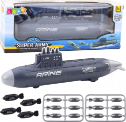 Onderzeeër met torpedo’s en wrijvingsaandrijving donkergrijs 28 cm