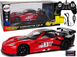 Sportieve race RC auto 1:18 Corvette C6.R rood 2.4G met verlichting