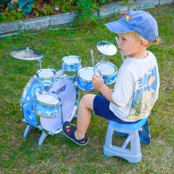 Woopie kinderd drumstel met 6 drums, 2 bekkens en krukje