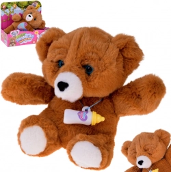 Interactieve pluchen teddybeer met flesje – lacht, huilt en doet zijn oogjes dicht