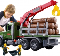 Vrachtwagen met Kraan voor Houttransport met Licht- en Geluidseffecten