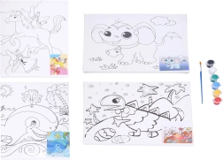 Schildersdoek met voorbeeld 30 × 24 cm met verf en penseel