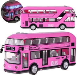 Roze dubbeldekkerbus met geluid en opendeuren ZA4748