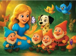 Houten puzzel prinses en dwergen 40 stukjes WOODEN CITY