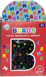 Set kralen - lettertjes zwart + 1 meter koord