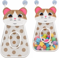 Hangende netorganizer voor badspeelgoed in de vorm van een kat, beige, 50 cm