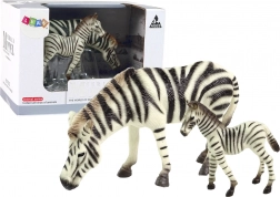 Set van 2 zebrafiguren met zebra-jong dieren