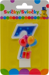 Verjaardagskaars met ballonnen cijfer 7